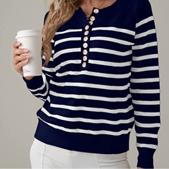 NWT-SUPRELOOK-STRIPED SWEATER-SIZE LARGE - Picture 2 of 6